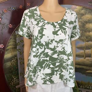 Olive and White Blouse Size Small by Lush